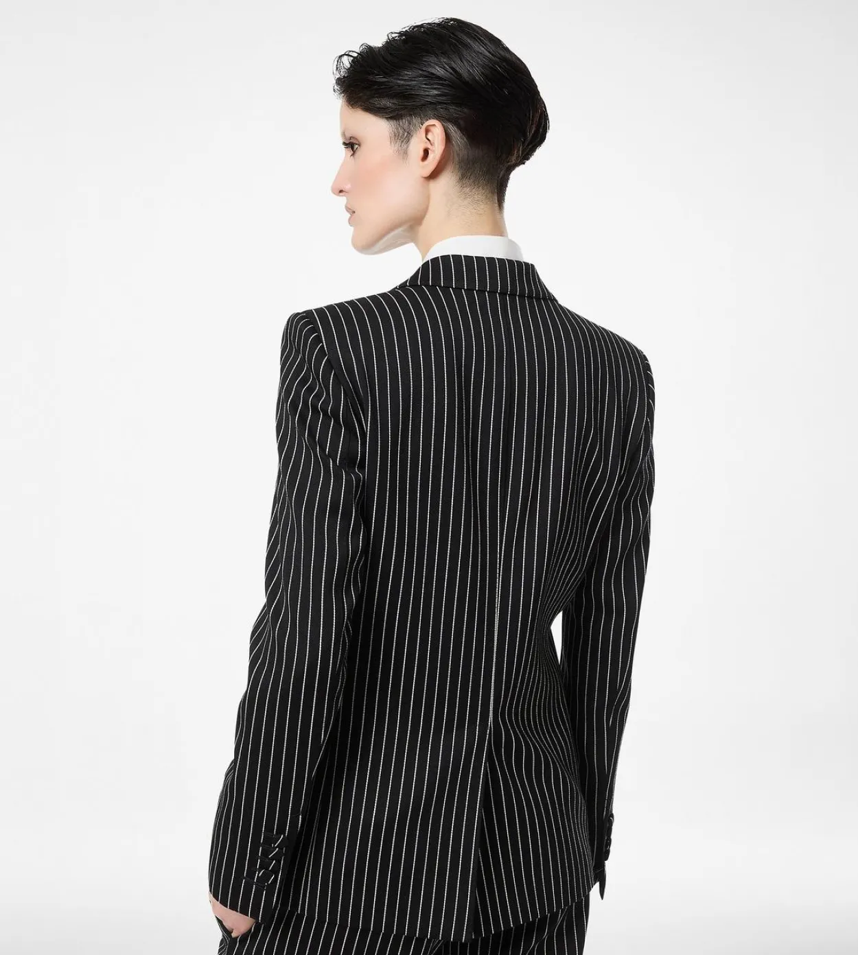STRIPED WOOL COTTON BARATHEA SINGLE BREASTED JACKET