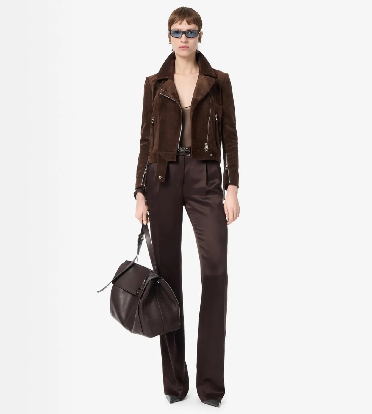 SUEDE BIKER JACKET WITH T-TRIM