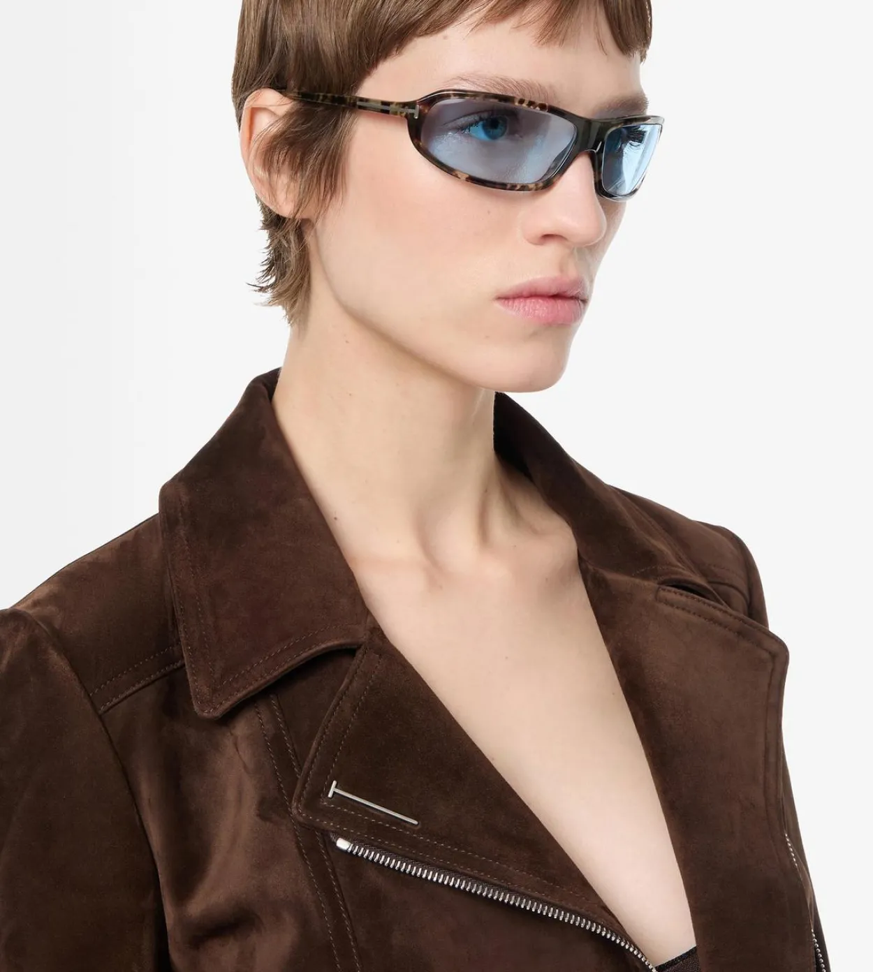 SUEDE BIKER JACKET WITH T-TRIM