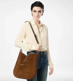 SUEDE LEATHER AND SMOOTH LEATHER TARA LARGE CROSSBODY