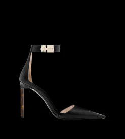 SUPPLE GRAIN LEATHER T LATCH ANKLE STRAP PUMP