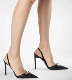 SUPPLE GRAIN LEATHER T LATCH SLINGBACK