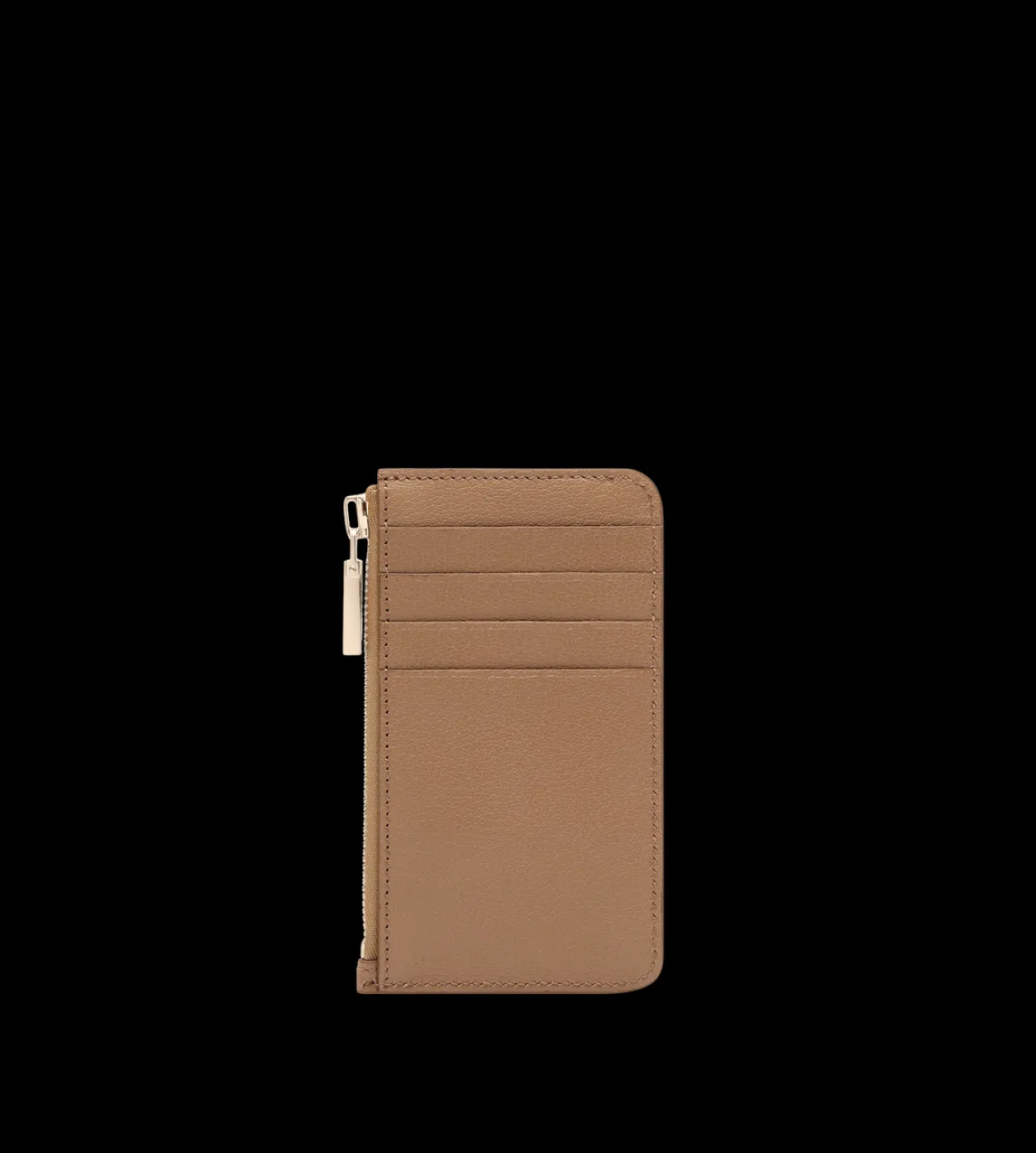 SUPPLE GRAIN LEATHER ZIPPED CARD HOLDER