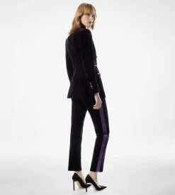 TAILORED TUXEDO SKINNY CIGARETTE VELVET PANTS