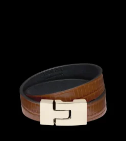 TEJUS-EFFECT PRINTED LEATHER INTERLOCK T BRACELET