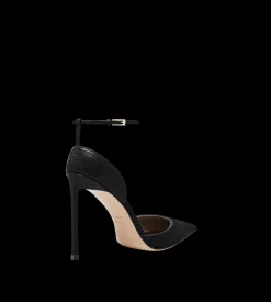 TEJUS-EFFECT PRINTED LEATHER VERTIGO ANKLE STRAP PUMP