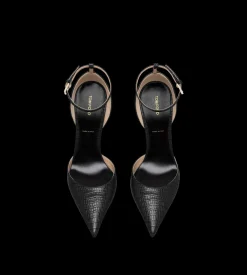 TEJUS-EFFECT PRINTED LEATHER VERTIGO ANKLE STRAP PUMP