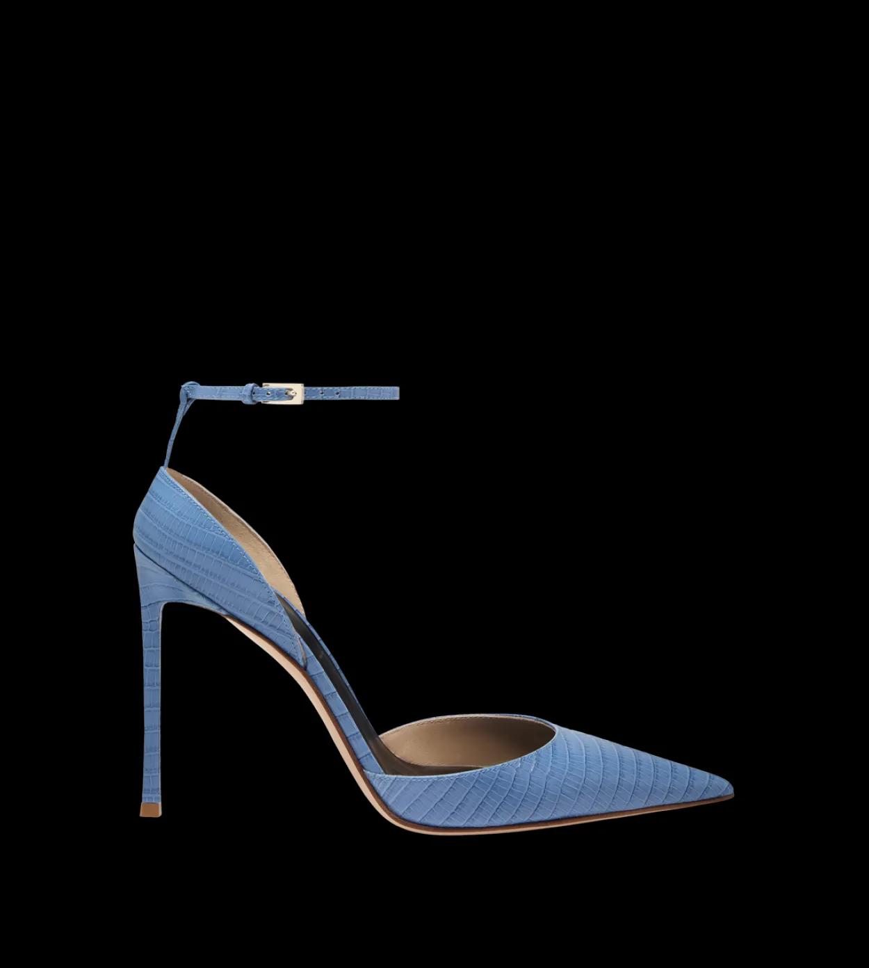 TEJUS-EFFECT PRINTED LEATHER VERTIGO ANKLE STRAP PUMP