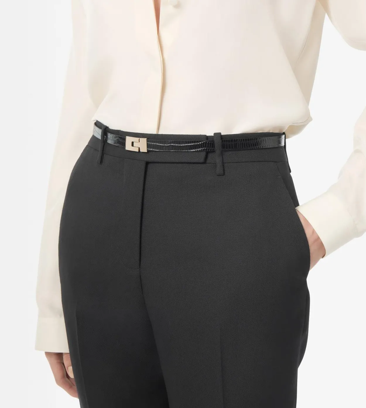 TEJUS-EFFECT PRINTED LEATHER INTERLOCK T BELT