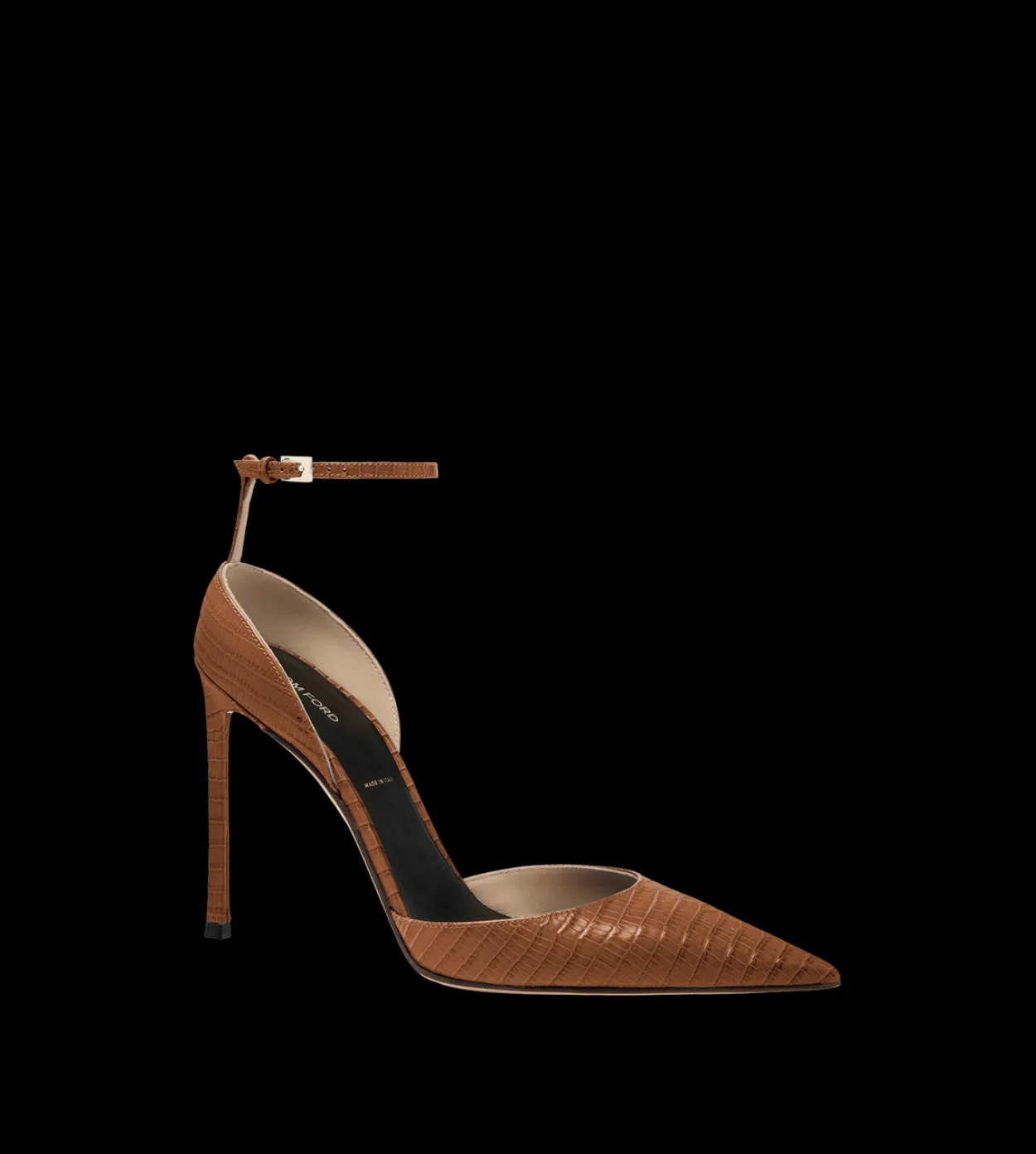 TEJUS-EFFECT PRINTED LEATHER VERTIGO ANKLE STRAP PUMP