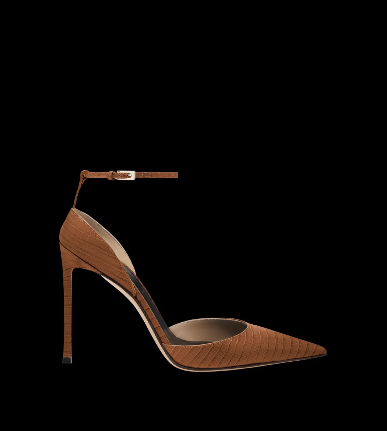 TEJUS-EFFECT PRINTED LEATHER VERTIGO ANKLE STRAP PUMP