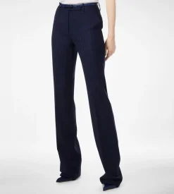 TONAL STRIPE VIRGIN WOOL TAILORED STRAIGHT PANTS