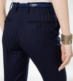 TONAL STRIPE VIRGIN WOOL TAILORED STRAIGHT PANTS