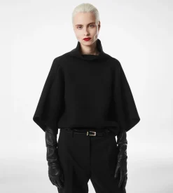 ULTRAFINE CASHMERE BLEND FUNNEL NECK SCULPTURAL T-SHIRT