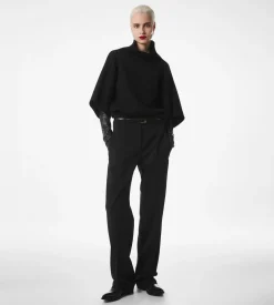 ULTRAFINE CASHMERE BLEND FUNNEL NECK SCULPTURAL T-SHIRT