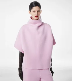 ULTRAFINE CASHMERE BLEND FUNNEL NECK SCULPTURAL T-SHIRT