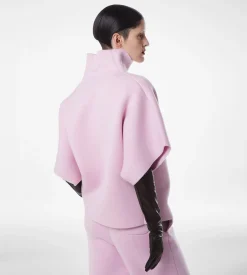 ULTRAFINE CASHMERE BLEND FUNNEL NECK SCULPTURAL T-SHIRT