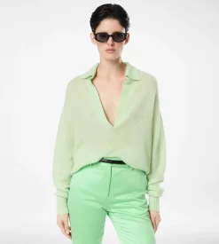 ULTRASOFT CASHMERE SILK OVERSIZED OPEN POLO COLLAR KNIT