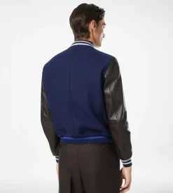 VARSITY BOMBER WITH LEATHER SLEEVES