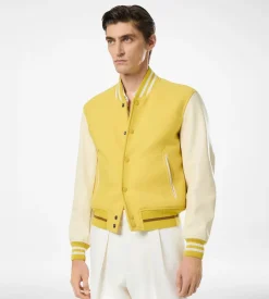 VARSITY BOMBER WITH LEATHER SLEEVES
