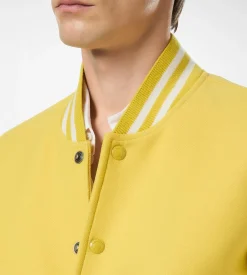VARSITY BOMBER WITH LEATHER SLEEVES