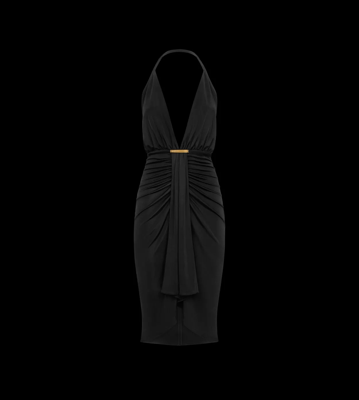 V-NECK COCKTAIL DRESS WITH DRAPED WATERFALL CENTRE FRONT DETAIL