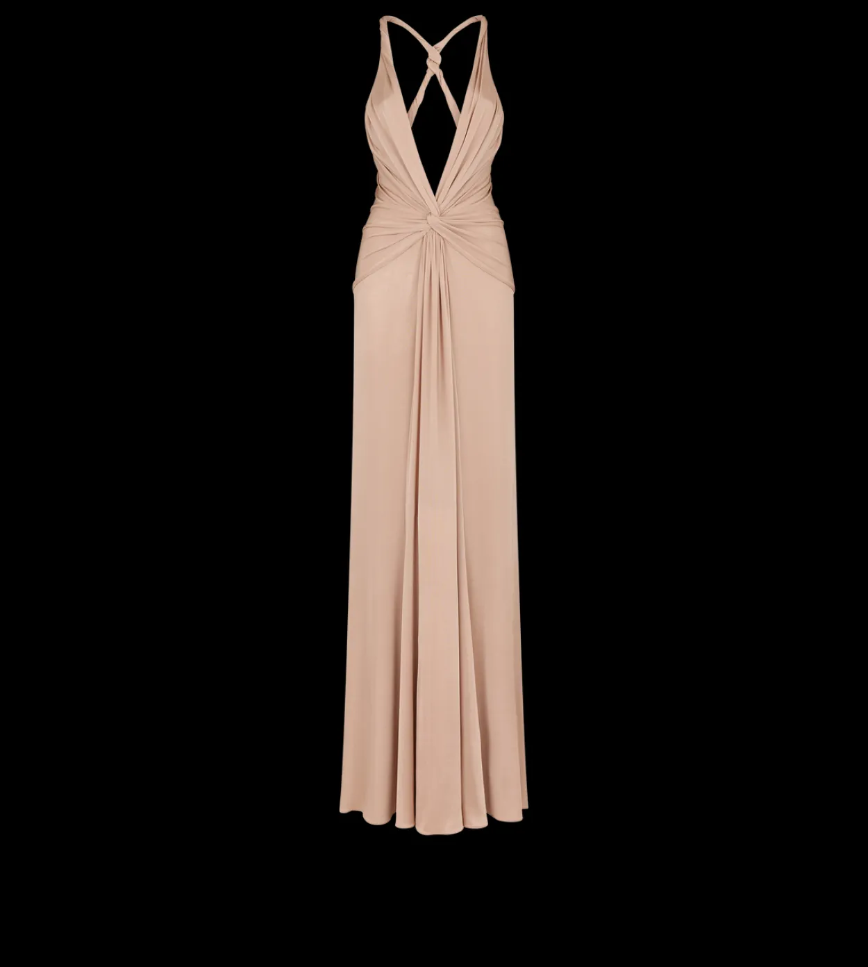 V-NECK CRISS-CROSS EVENING DRESS
