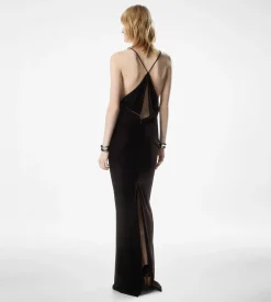 V-NECK EVENING DRESS WITH CUT OUT