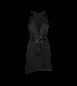 V-NECK GATHERED COCKTAIL DRESS
