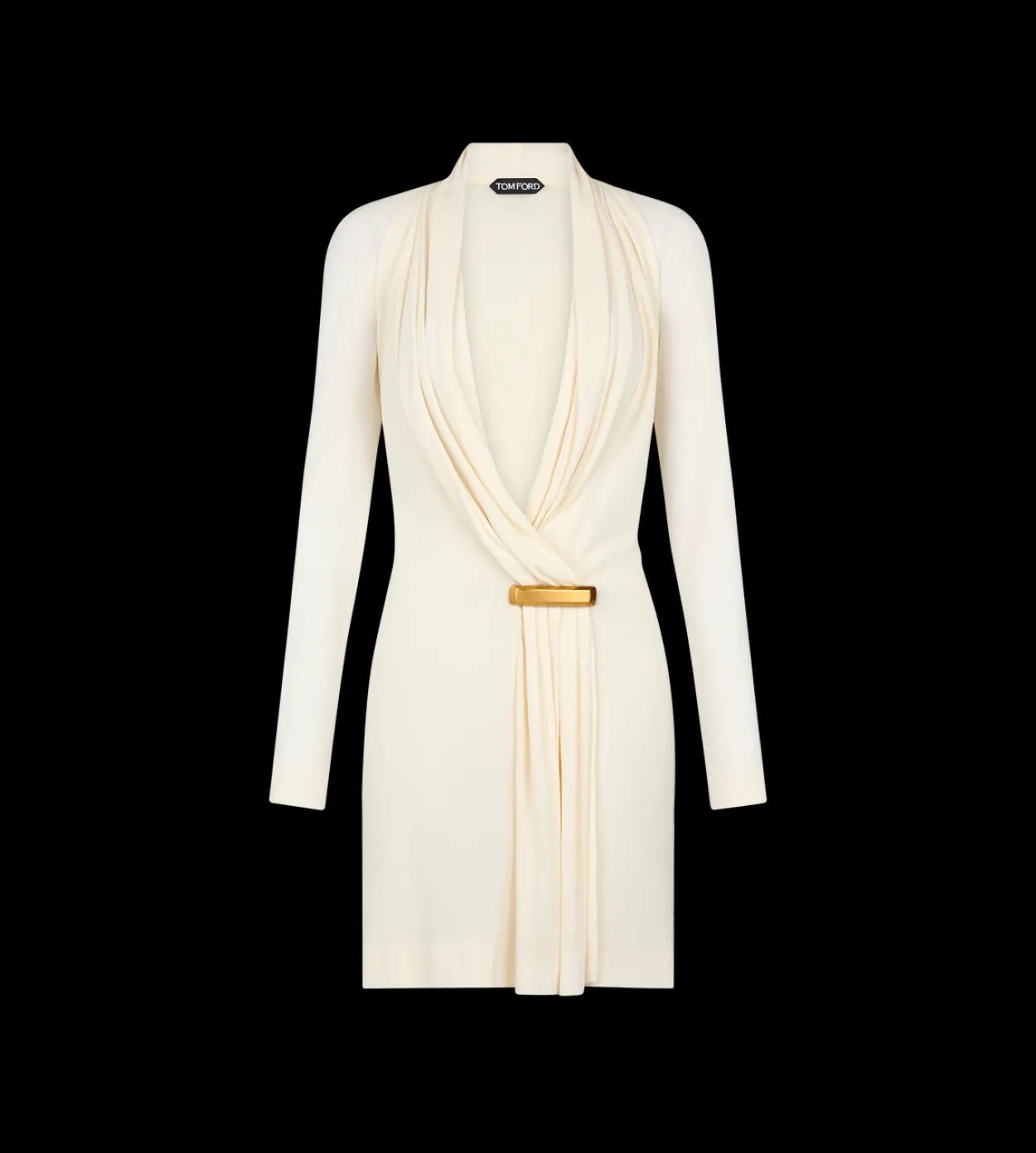 V-NECK LONG SLEEVE COCKTAIL DRESS WITH BAR DETAIL