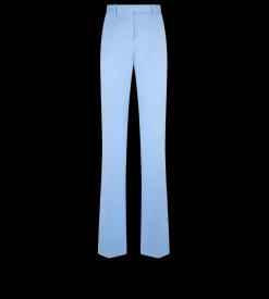 WASHED COTTON SILK BLEND DUCHESSE TAILORED STRAIGHT PANTS