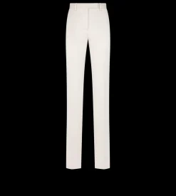 WASHED COTTON SILK BLEND DUCHESSE TAILORED STRAIGHT PANTS