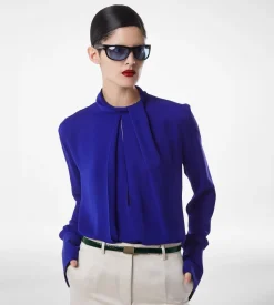 WASHED SILK GEORGETTE LONG SLEEVE BLOUSE