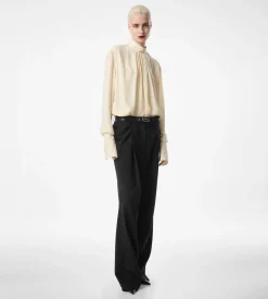 WASHED SILK GEORGETTE LONG SLEEVE BLOUSE
