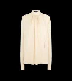 WASHED SILK GEORGETTE LONG SLEEVE BLOUSE