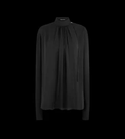 WASHED SILK GEORGETTE LONG SLEEVE BLOUSE
