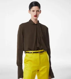 WASHED SILK GEORGETTE LONG SLEEVE BLOUSE