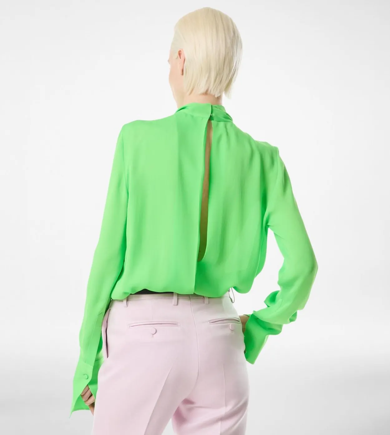 WASHED SILK GEORGETTE LONG SLEEVE BLOUSE