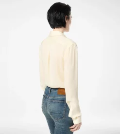 WASHED SILK GEORGETTE SHIRT WITH TONAL TF EMBROIDERED LOGO