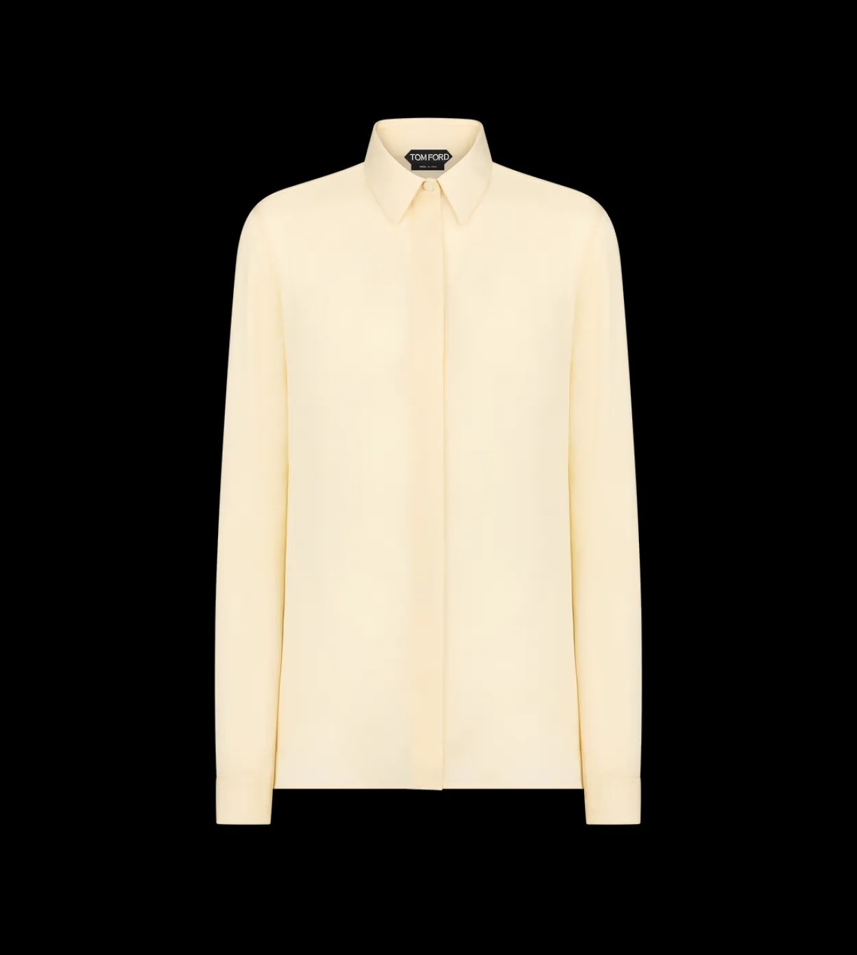 WASHED SILK GEORGETTE SHIRT WITH TONAL TF EMBROIDERED LOGO