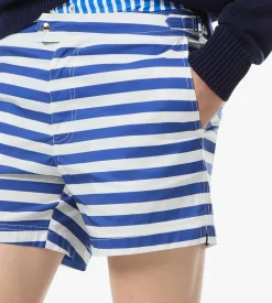 WIDE STRIPE PRINT NYLON SWIM SHORT