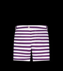 WIDE STRIPE PRINT NYLON SWIM SHORT
