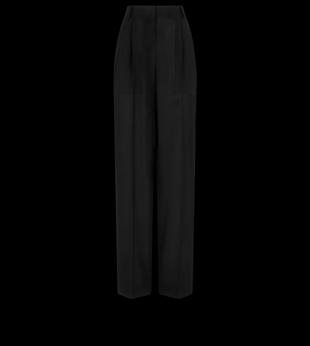 WOOL HIGH-WAIST TAILORED WIDE LEG PLEATED STRAIGHT PANTS