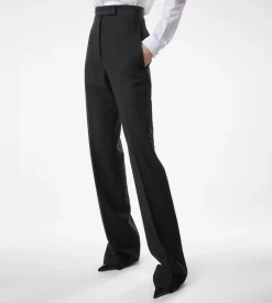 WOOL SILK BLEND HIGH-WAISTED TUXEDO PANTS