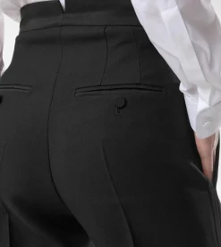 WOOL SILK BLEND HIGH-WAISTED TUXEDO PANTS