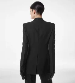 WOOL SILK BLEND SINGLE BREASTED TUXEDO JACKET