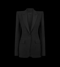 WOOL SILK BLEND SINGLE BREASTED TUXEDO JACKET