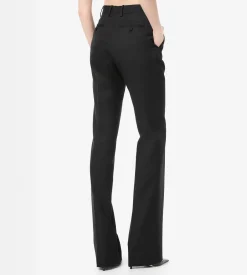 WOOL SILK BLEND TAILORED STRAIGHT PANTS