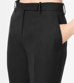 WOOL SILK BLEND TAILORED STRAIGHT PANTS