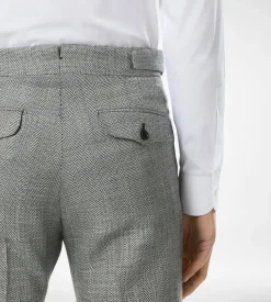 WOOL SILK LINEN SHARKSKIN PANT